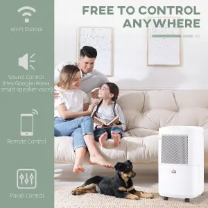 HOMCOM 10L/Day 2.2L WiFi Smart Dehumidifier, Portable Quiet Air Dehumidifier