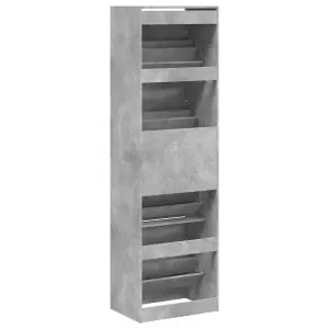 Berkfield Shoe Cabinet with 4 Flip-Drawers Concrete Grey 60x42x204 cm