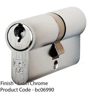 100mm EURO Double Cylinder Lock - 5 Pin Satin Chrome Fire Door Key Alike Barrel