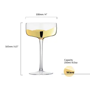 Wave Champagne Saucers (Set of 2) Gold/Clear