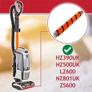 SPARES2GO Soft Roller Brush compatible with Shark HZ390UK HZ500UK LZ600 NZ801UK ZS600 Vacuum Cleaner Brushroll