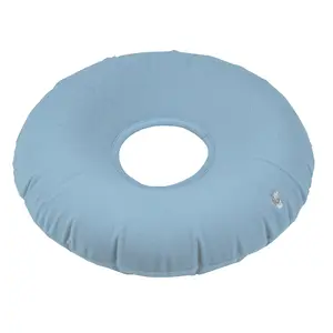 Inflatable Pressure Relief Ring Cushion - Blue Soft Fitted Cover - 400mm Dia