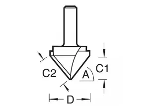 Trend 11/3 x 1/4 TCT V-Groove Cutter 45 Degree 9.2 x 19.1mm