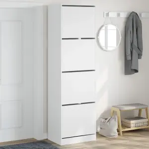 Berkfield Shoe Cabinet with 4 Flip-Drawers White 60x42x204 cm