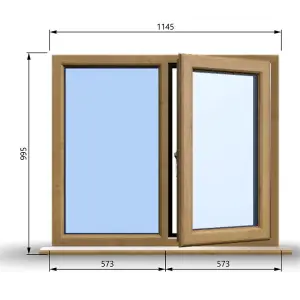 1145mm (W) x 995mm (H) Wooden Stormproof Window - 1/2 Right Opening Window - Toughened Safety Glass