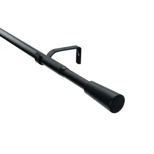 GoodHome Araxos Matt Black Extendable Cone Single curtain pole set, (L)2000mm-3300mm (Dia)19mm