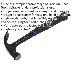 15oz Forged One-Piece Claw Hammer with Magnetic Nail Starter and Textured Grip