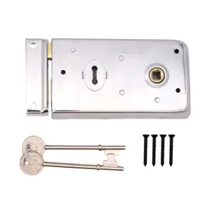 EAI Rim Sashlock Surface Mounted Lock - 140 x 85mm - Polished Chrome