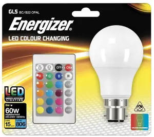 Energizer 9w BC RGBW Frosted GLS LED Light Bulb