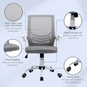 Vinsetto Mesh Swivel Office Chair Task Computer Chair w/ Lumbar Support, Grey