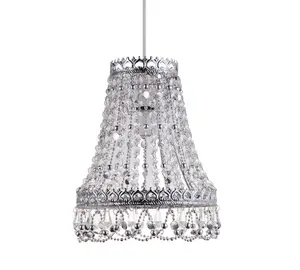 Kliving Denbury Chrome Clear Acrylic Beaded Non Electric Pendant Ceiling Light Shade