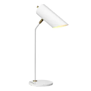 Elstead Quinto 1 Light Table Lamp - White Aged Brass, E27