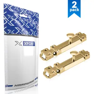 XFORT 2 Pack Polished Brass Heavy Door Bolt