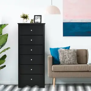 Costway Chest of Drawers Free Standing 6 Drawers Wooden Storage Cabinet W/ Metal Handles