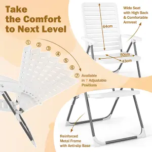 Costway Patio Folding Chair Adjustable Reclining High Back Folding Chair 7-Level Height