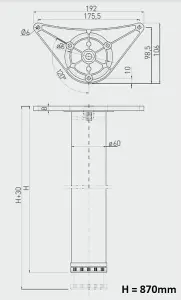 Adjustable table, worktop leg 60 x 870 - white