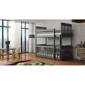 Laskowski Single (3') Standard Bunk Bed and Mattress Graphite / Right Ladder