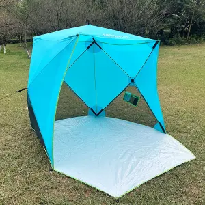 Blue Pop Up Family Beach Tent Sun Shade Camping Shelter 3-4 Person UPF50+ UV