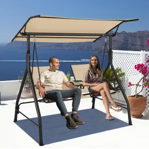 Costway 2 Person Outdoor Patio Swing Patio Loveseat Swing w/Adjustable Canopy