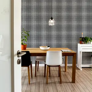 Arthouse Country Tartan Charcoal Wallpaper