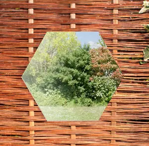 Primrose Acrylic Non Shatter Outdoor Wall Mounted Hexagonal Silver Garden Illusion Mirror 40cm