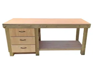 Wooden Eucalyptus top tool cabinet workbench with storage shelf (V.7)  (H-90cm, D-70cm, L-150cm)