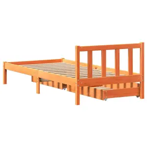 Berkfield Bed Frame without Mattress Wax Brown 100x200 cm Solid Wood Pine