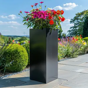 100cm Zinc Platinum Black Tall Square Planter