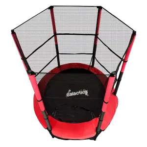 Galactica Mini Trampoline 4.5FT 55inch with Safety Net Enclosure Indoor Outdoor Children Activity Junior Trampoline Red