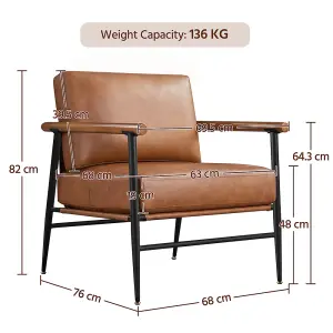 Yaheetech Modern PU Leather Oversized Armchair Lounge Chair - Retro Brown