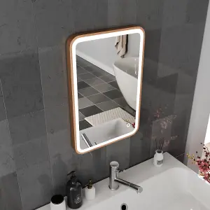 Harper & Harlow 400x600 Vela Brushed Brass LED Illuminated Bathroom Mirror