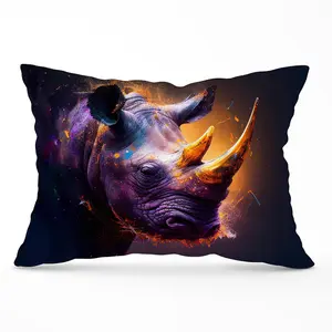 Golden Rhino Face Splashart Cushions 33cm x 48cm