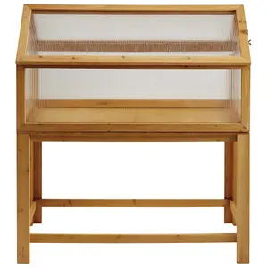 Raised Wooden Cold Frame, Greenhouse, Polycarbonate Storage for Garden Vegetables & Plants