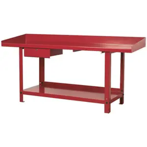 Heavy-Duty 2m Steel Workbench with Lockable Drawer and Bottom Shelf Storage