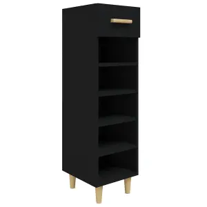 Berkfield Shoe Cabinet Black 30x35x105 cm Engineered Wood