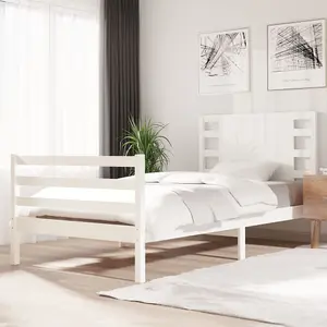 Berkfield Bed Frame White Solid Wood Pine 100x200 cm