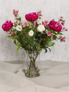 Floralsilk Artificial Peony, Rose & Astrantia In Vase