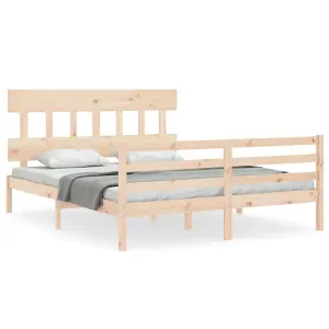 Berkfield Bed Frame with Headboard King Size Solid Wood