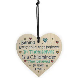 Wood Hanging Heart Thank You Gift for Childminder Teacher Friendship Gift Keepsake