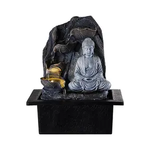 Tabletop Buddha Water Fountain Decor with Lights