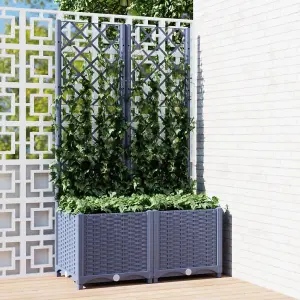 Berkfield Garden Planter with Trellis Dark Grey 80x40x136 cm PP