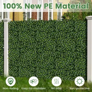 COSTWAY 12 Pcs Artificial Grass Wall Panels 50 x 50cm Square Privacy Hedge Screen