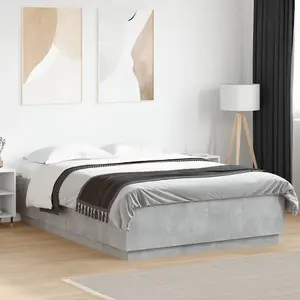 Berkfield Bed Frame with LED without Mattress Concrete Grey 160x200 cm