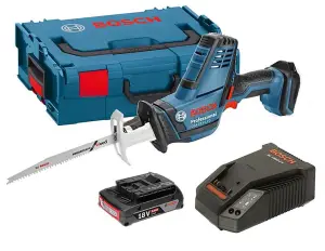 Bosch GSA 18 V-LI C Compact Reciprocating Sabre Saw + 1 x 2.0ah, Charger + Case