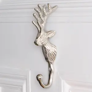 Traditional Silver Stag Coat Peg Hanger Wall Hook