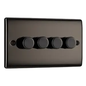 BG NBN84P Nexus Metal 4 Gang, 2 Way, 400W Dimmer Switches - Black Nickel