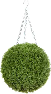 Best Artificial 28cm Green Conifer Grass Hanging Basket Topiary Ball - Suitable for Outdoor Use - Weather & Fade Resistant