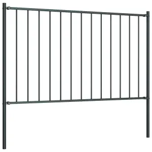 Berkfield Fence Panel with Posts Powder-coated Steel 1.7x1 m Anthracite