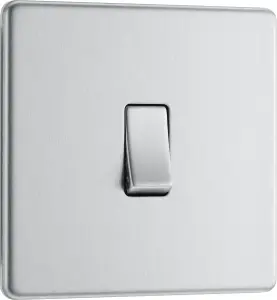 BG Electrical FBS13 Nexus Screwless Flat-Plate Single Intermediate Light Switch Brushed Steel 10A