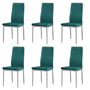 Knisely Velvet Upholstered Side Chair (Set of 6) Green